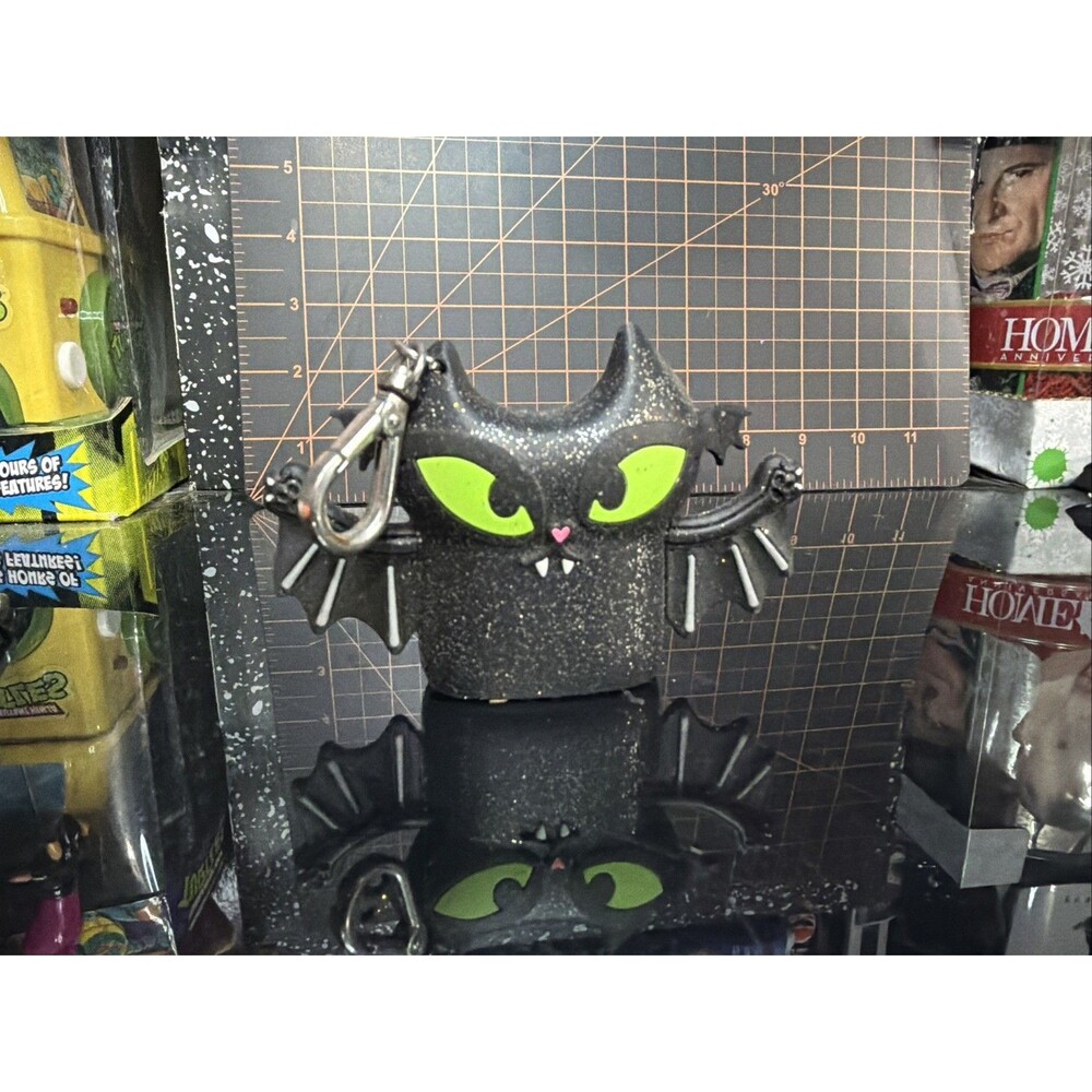 Bath & Body Works Halloween Black Cat Bat PocketBac Holder Green Eyes Glitter